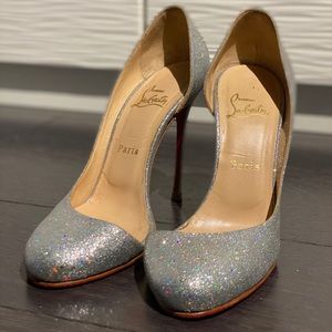 Christian Louboutin Silver Helmour 100 Glitter 39